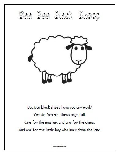 Baa Baa Black Sheep – Free Printable