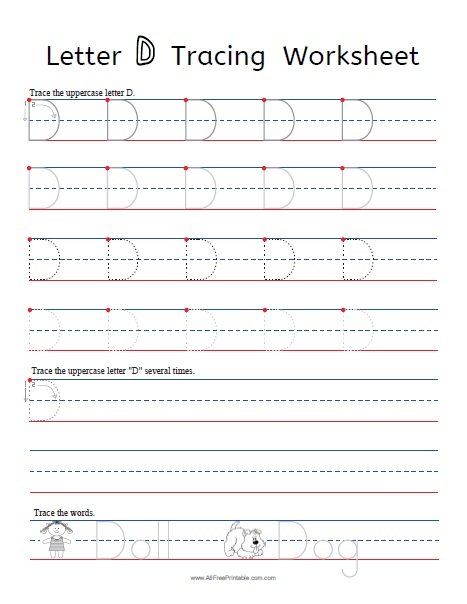 Letter D Tracing Worksheets – Free Printable