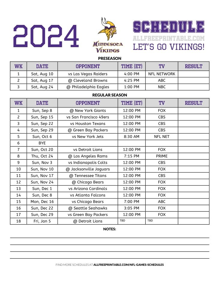 Vikings 2024 Schedule Pdf Printable Free Bekki Carolin