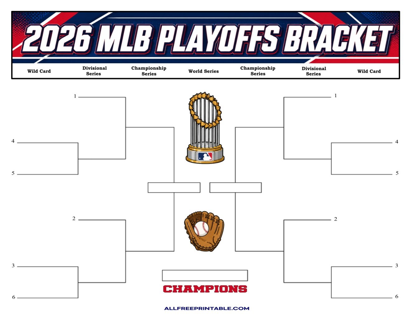 Free Printable 2026 MLB Playoff Bracket PDF