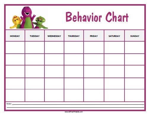 Free Printable Barney Behavior Chart