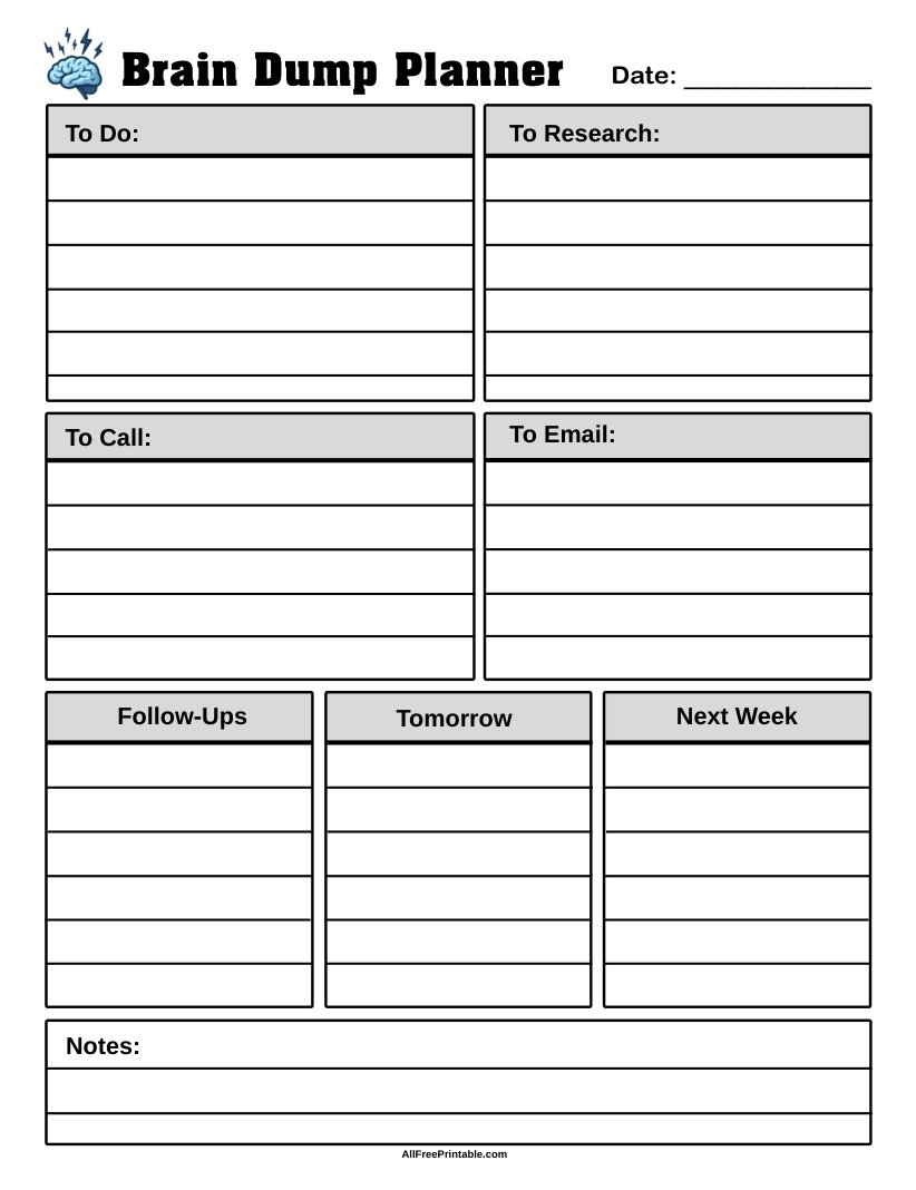 Free Printable Brain Dump Planner