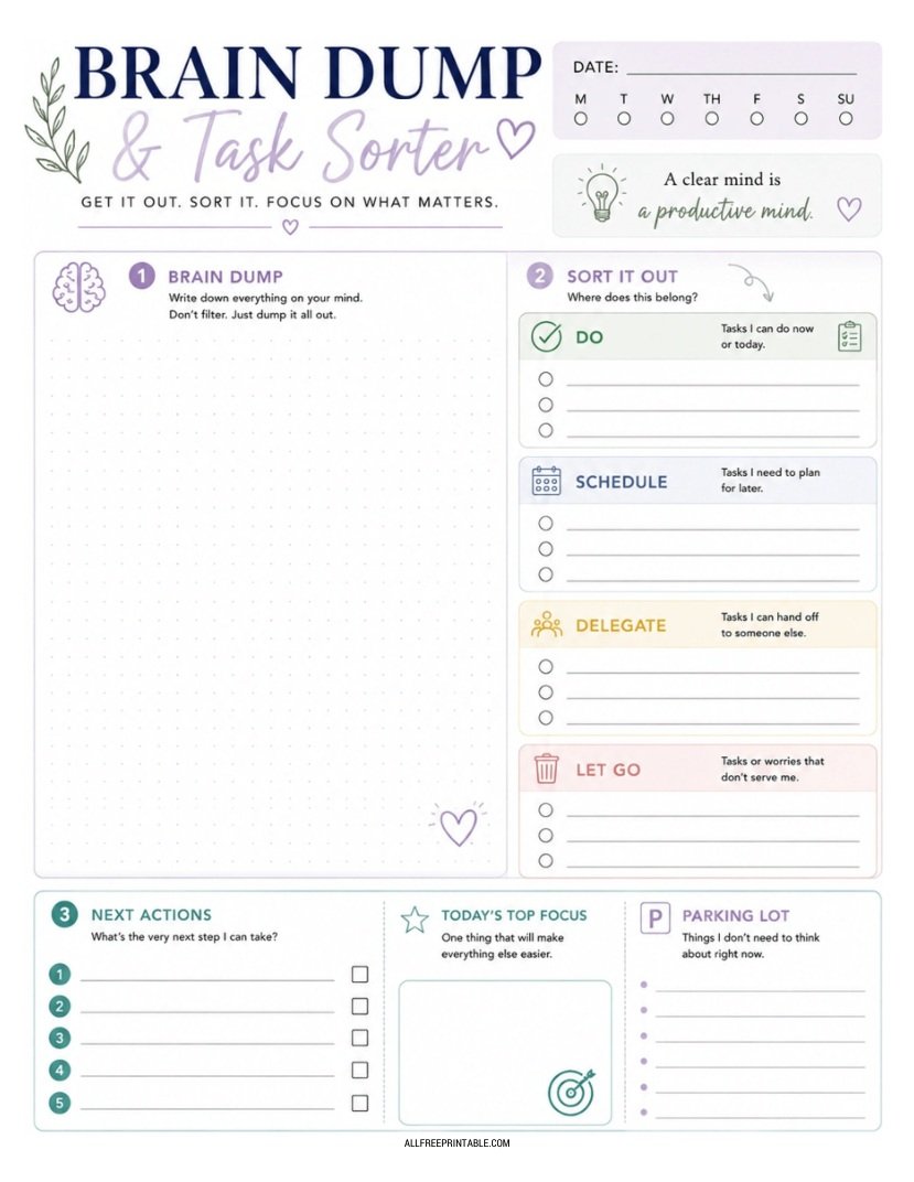Free Printable Brain Dump & Task Sorter Planner PDF
