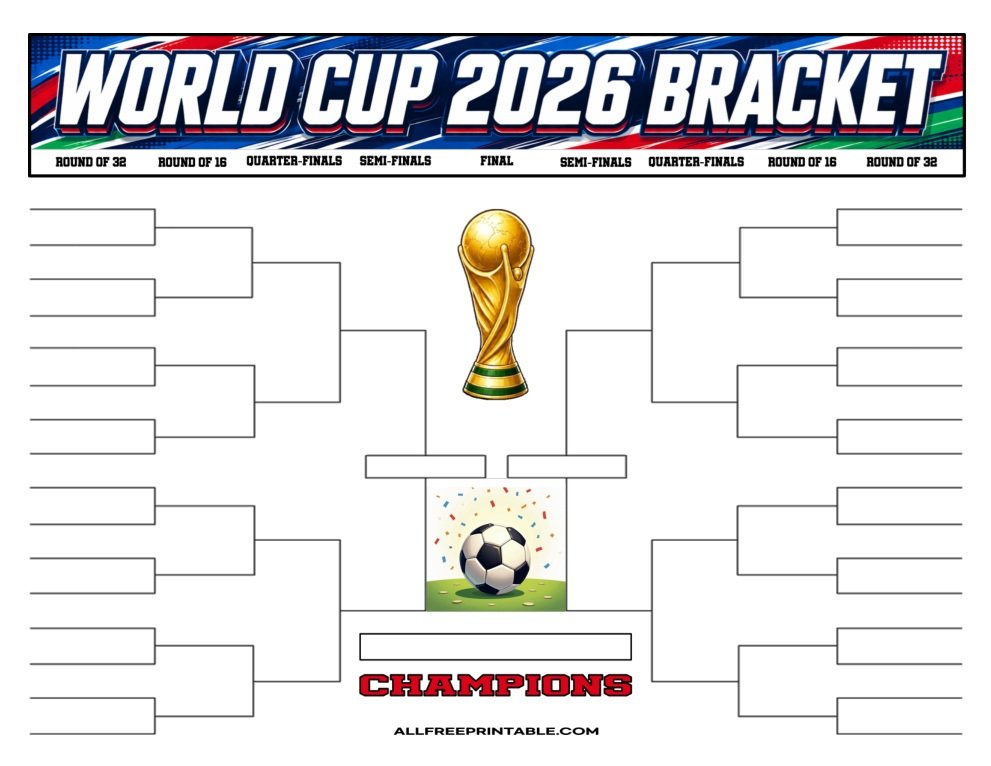 Free Printable FIFA World Cup 2026 Tournament Bracket PDF