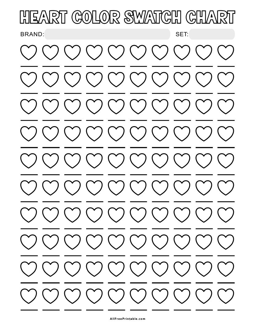 Free Printable Heart Color Swatch Chart