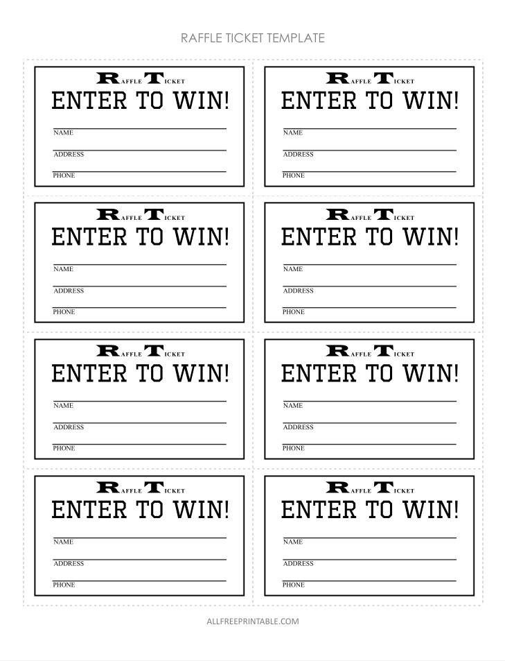 Free Printable Raffle Ticket Enter to Win