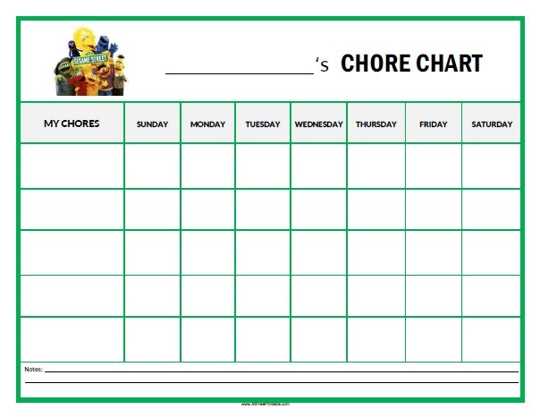 Free Printable Sesame Street Chore Chart