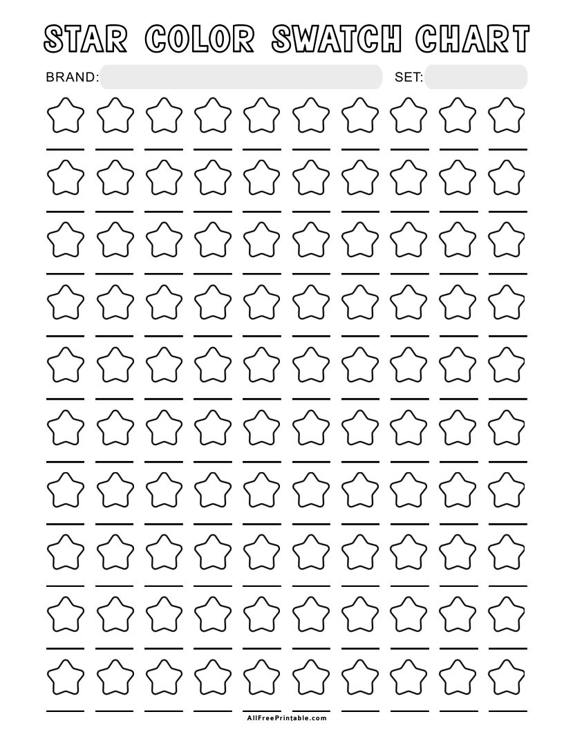 Free Printable Star Color Swatch Chart