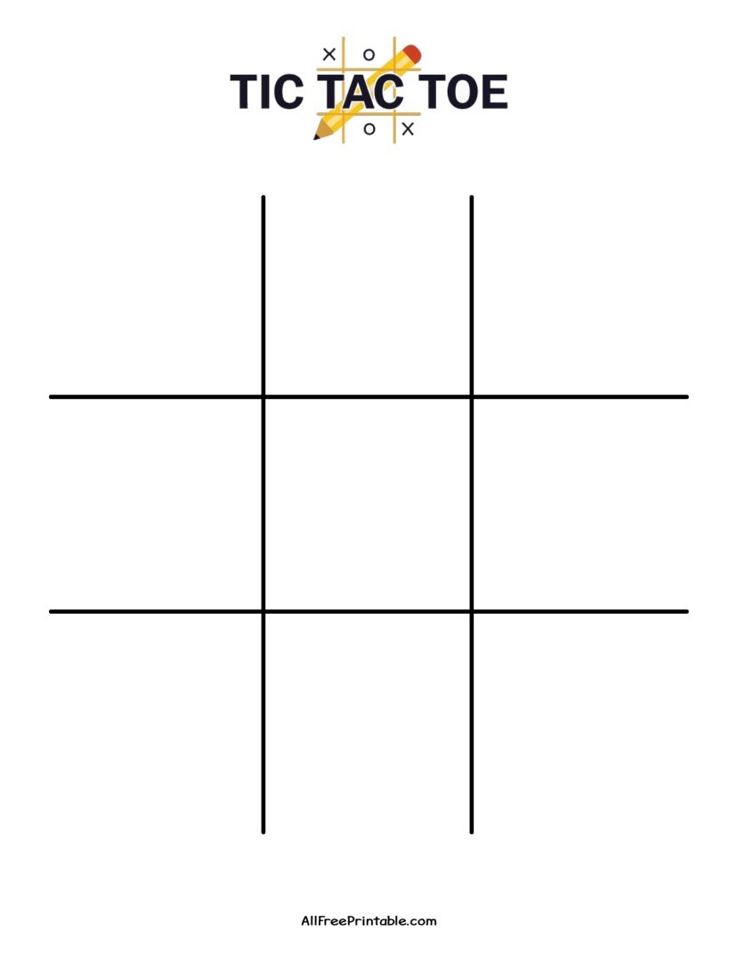 Free Printable 1 Grid Per Page Tic Tac Toe PDF