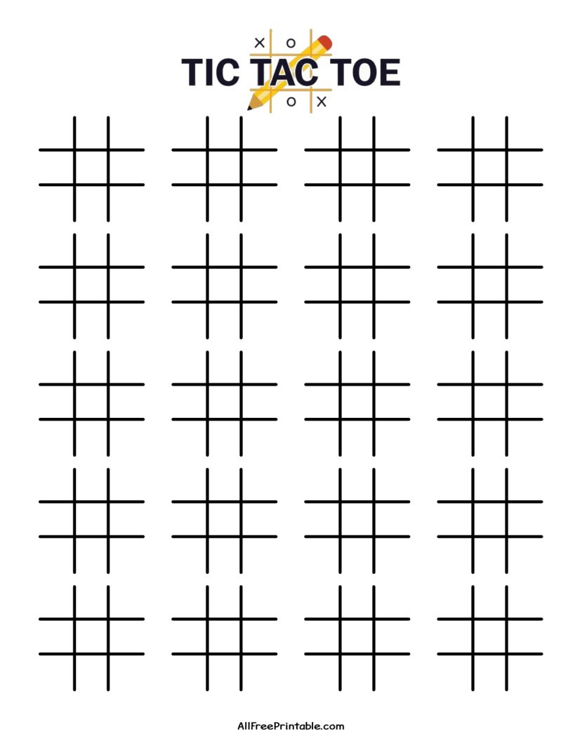Free Printable 20 Per Page Tic Tac Toe Sheets PDF