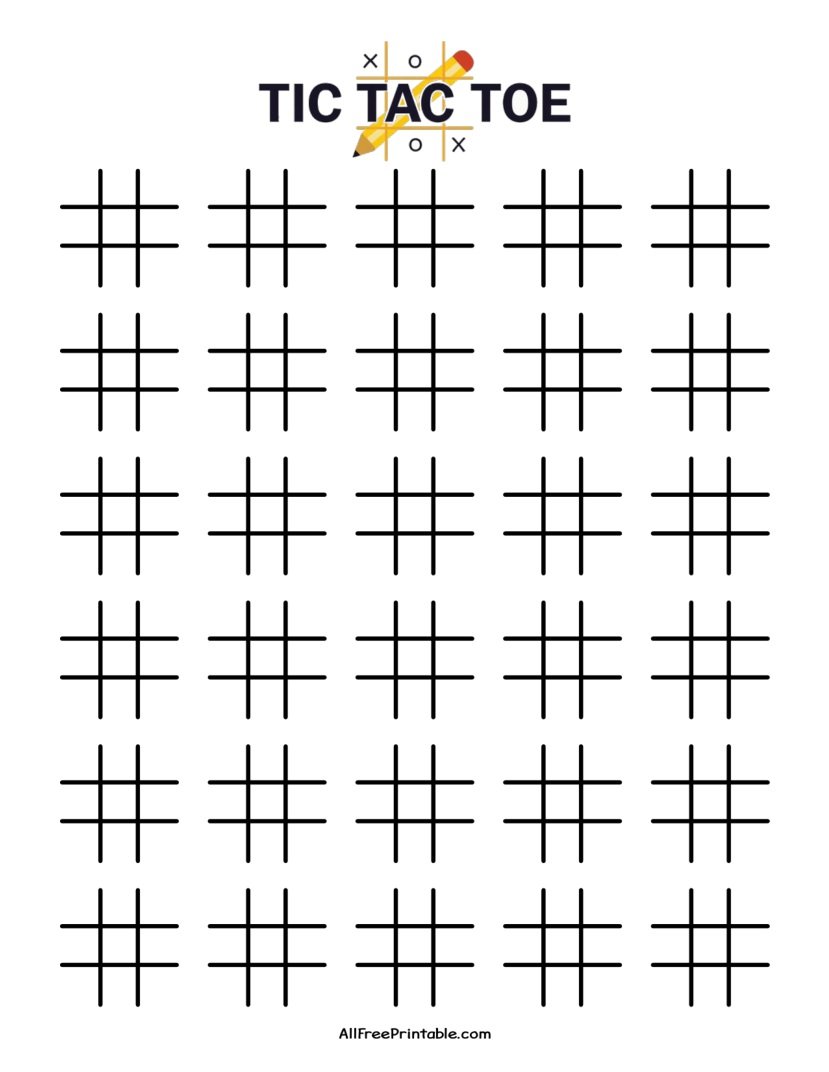 Free Printable 30 Per Page Tic Tac Toe Grids Compact PDF