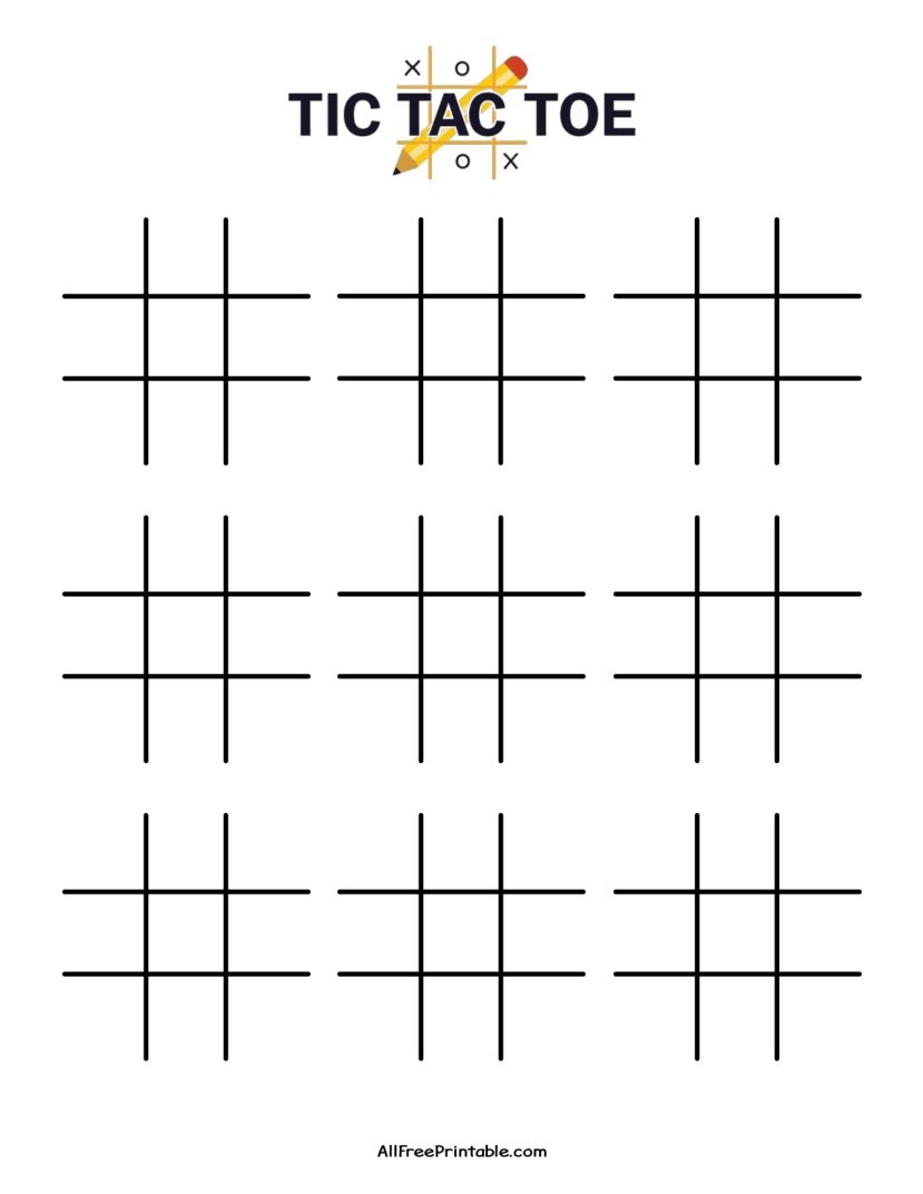 Free Printable 9 Per Page Tic Tac Toe Boards PDF