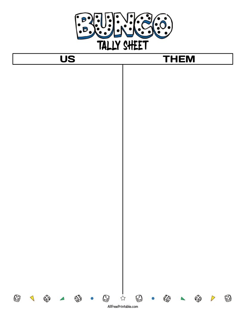 Bunco Tally Sheet Free Printable Bunco Tally Sheet Free Printable