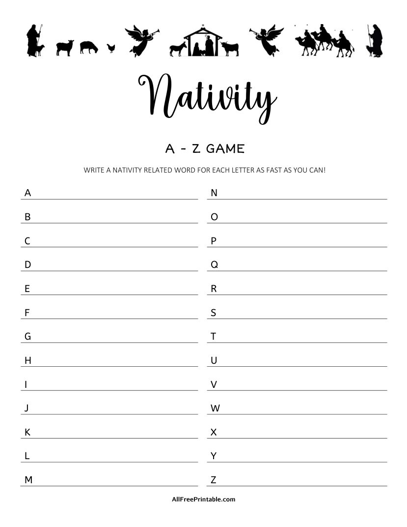 Free Printable Nativity A-Z Game
