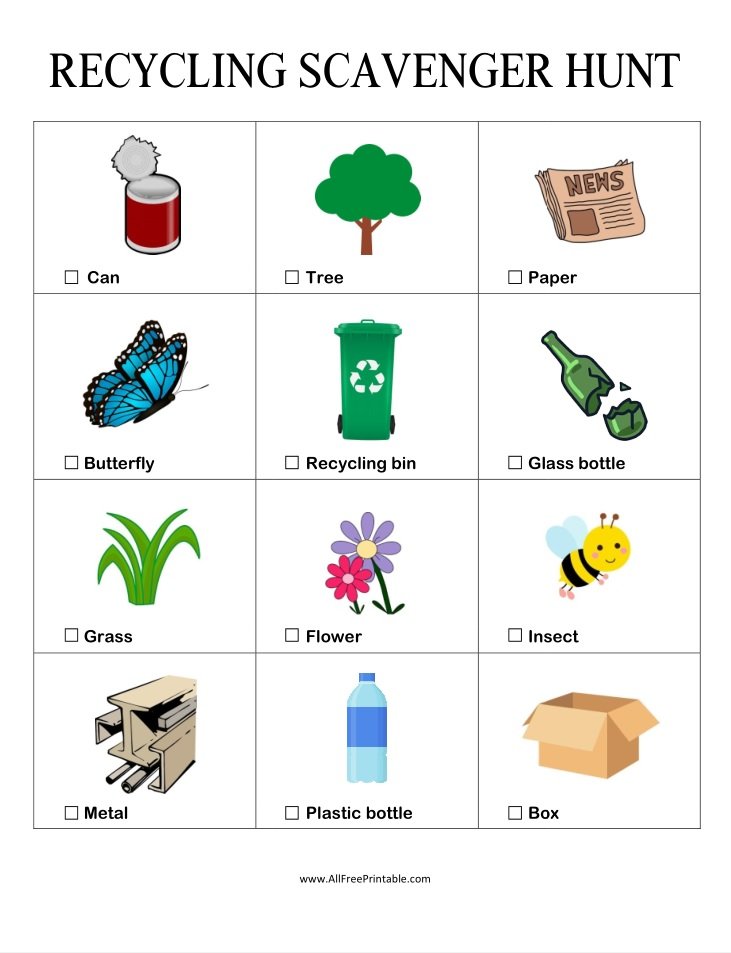 Free Printable Recycling Scavenger Hunt