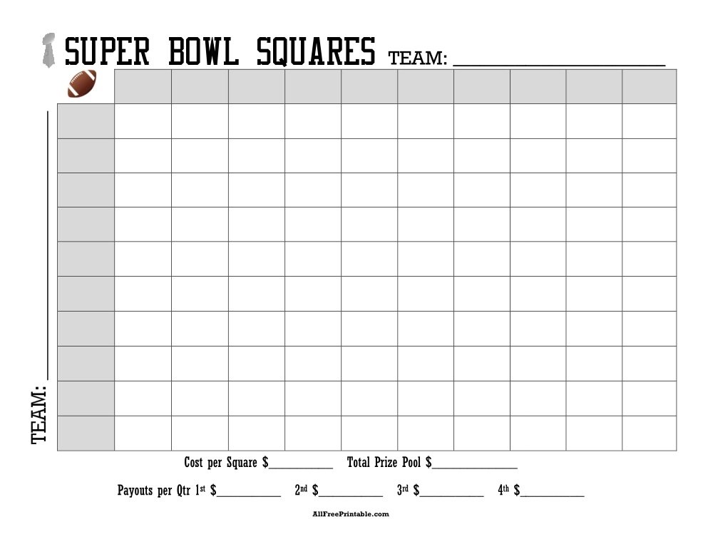 Free Printable Super Bowl Squares