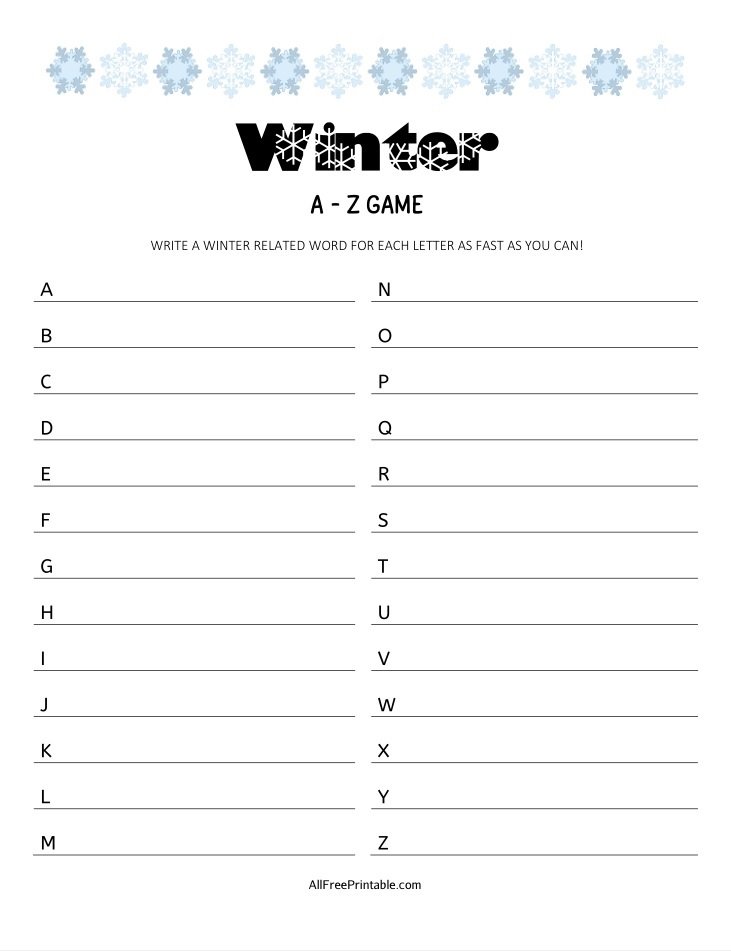 Free Printable Winter Activities