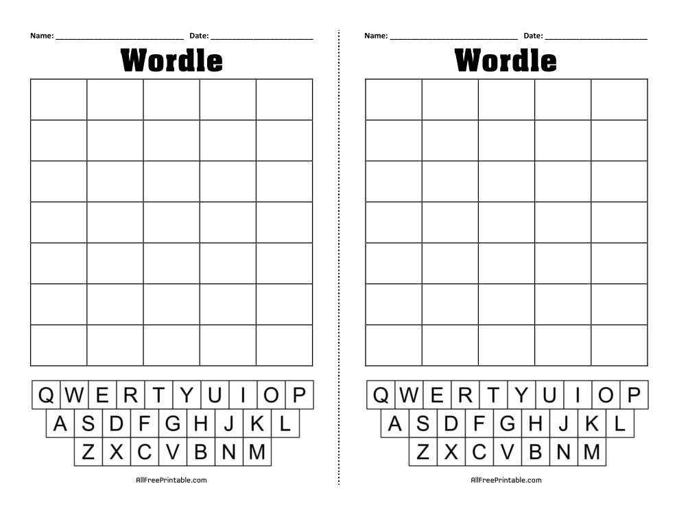 Free Printable Wordle Game Cards