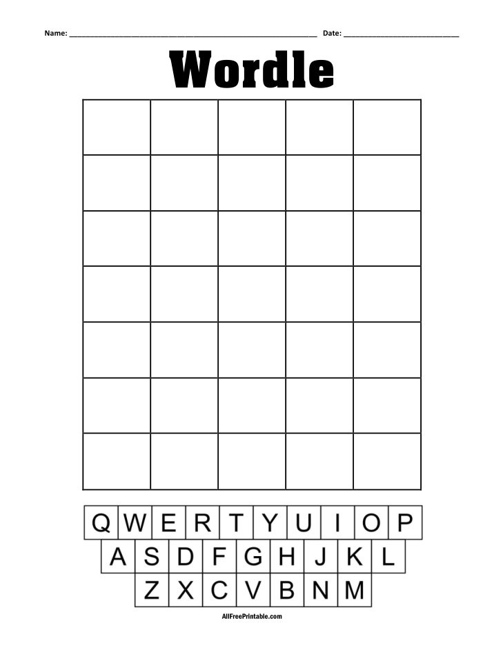 Free Printable Wordle Game Template