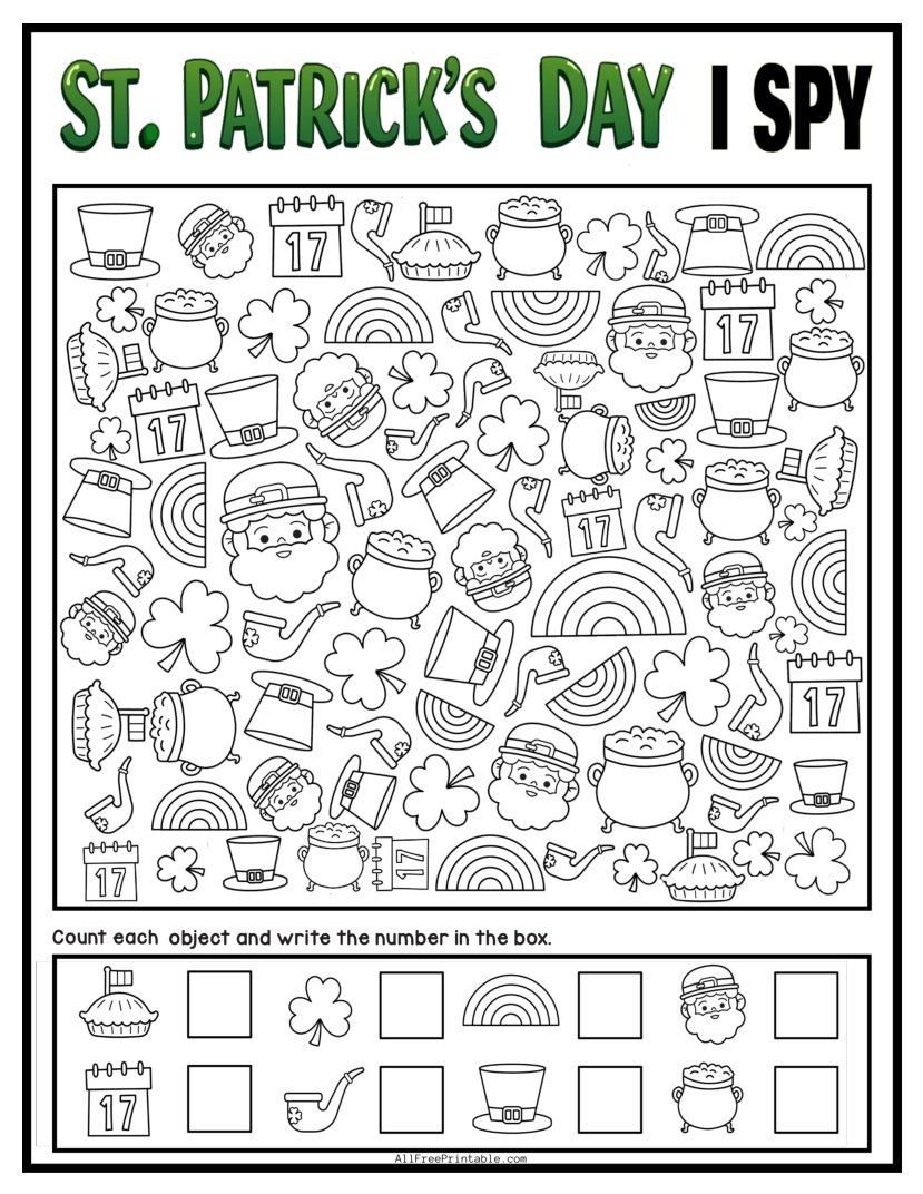 Free Printable St. Patrick’s Day I Spy Game PDF
