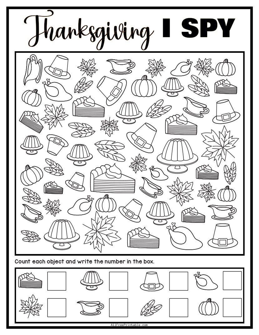 Free Printable Thanksgiving I Spy Game