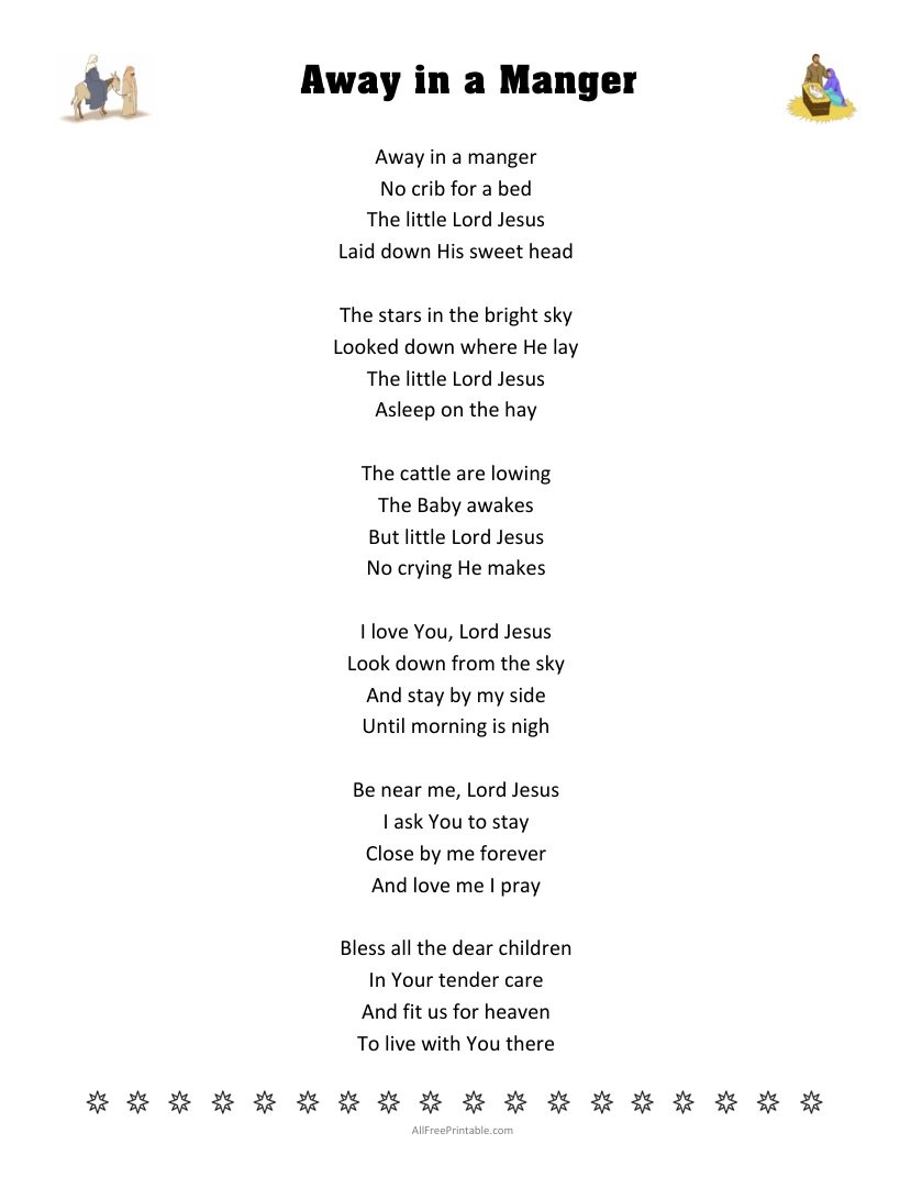 Free Printable Away in a Manger Lyrics
