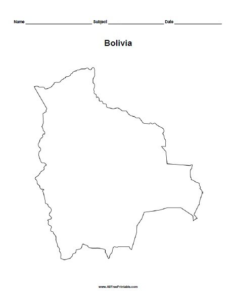Free Printable Bolivia Outline Map