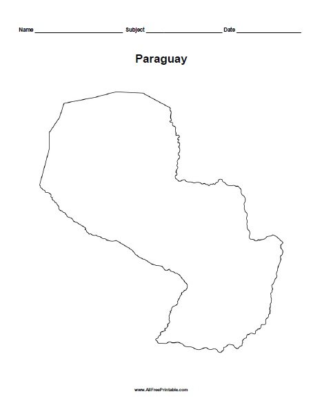 Free Printable Paraguay Outline Map