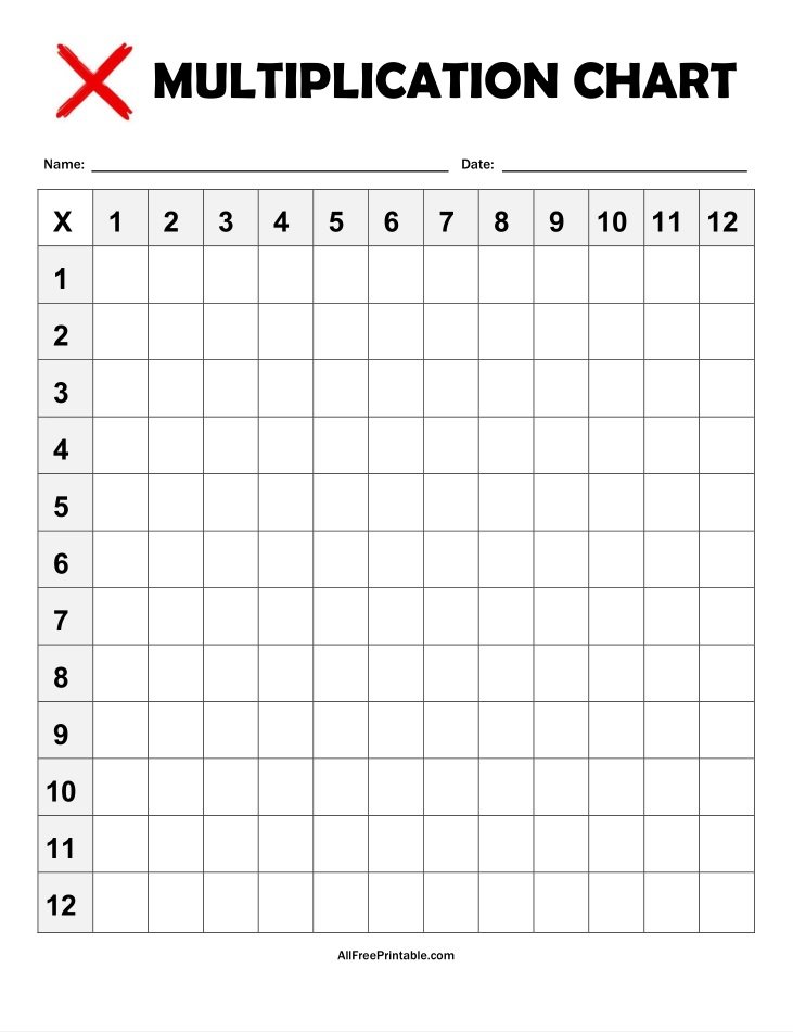 Get FREE Printable Blank Multiplication Chart PDF Printables For Get FREE Printable Blank Multiplication Chart PDF Printables For