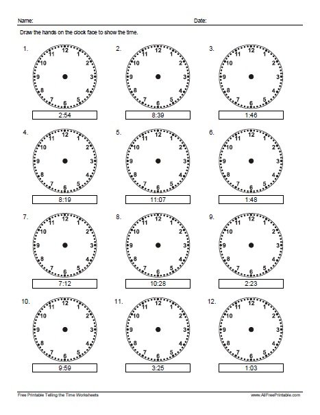 Draw the Hands on the Clock Worksheet