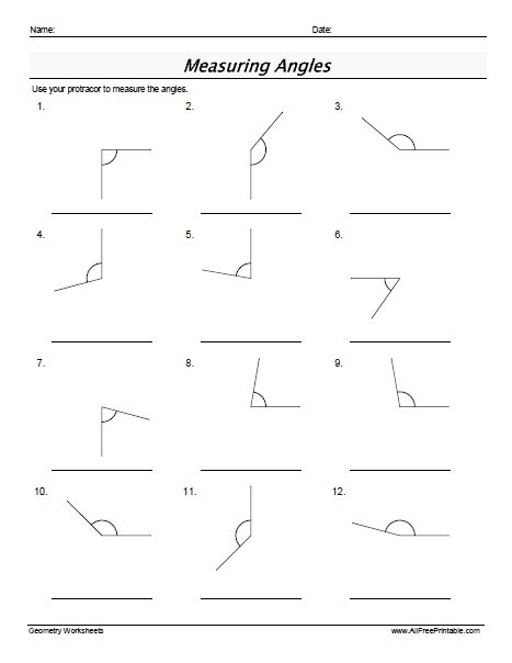 Free Printable Measuring Angles Worksheets