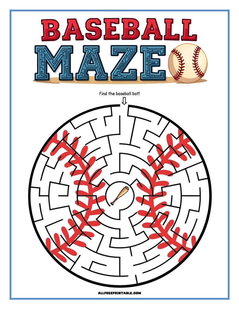Free Printable Baseball Maze