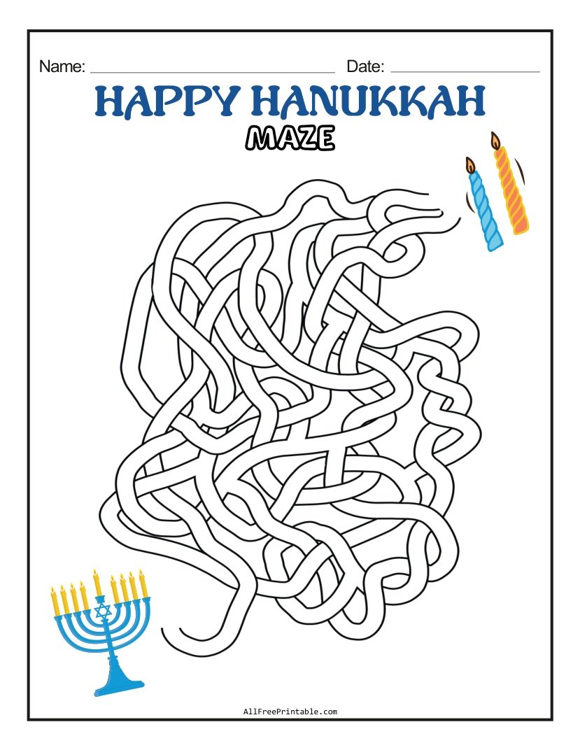 Free Printable Happy Hanukkah Maze Free Printable Happy Hanukkah Maze