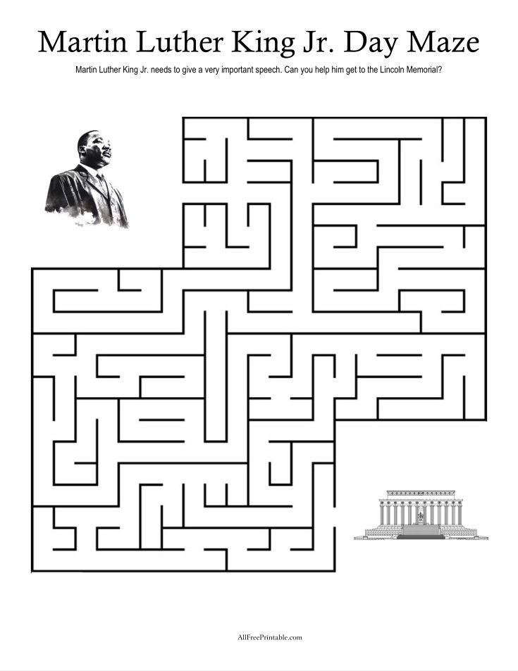 Free Printable Martin Luther King Jr. Day Maze