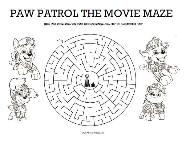 Free Printable Paw Patrol The Movie Maze