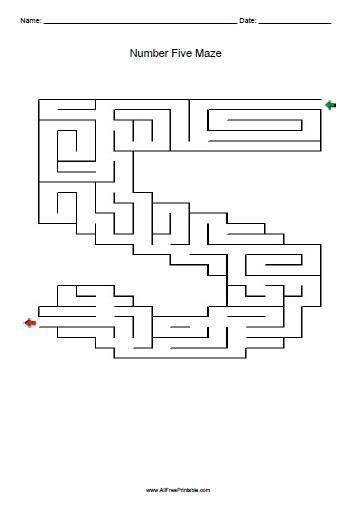 Free Printable Number Five Maze