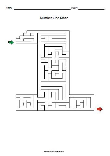 Free Printable Number One Maze