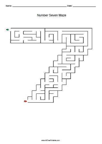 Free Printable Number Seven Maze
