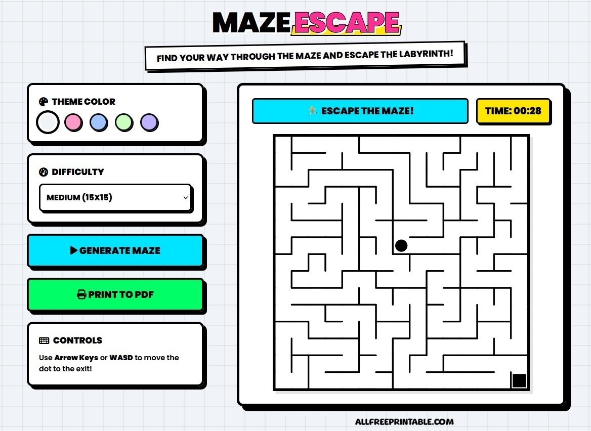 Play Free Maze Online and Print PDF Puzzles