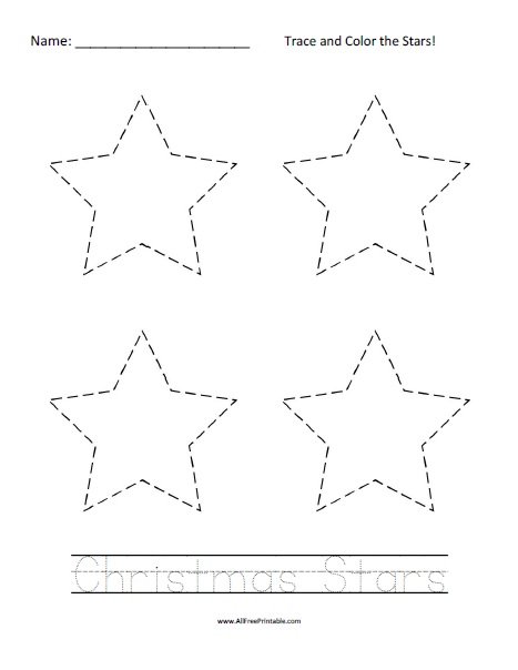 Free Printable Christmas Stars Tracing Worksheet