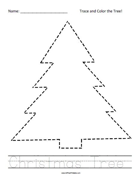 Free Printable Christmas Tree Tracing Worksheet