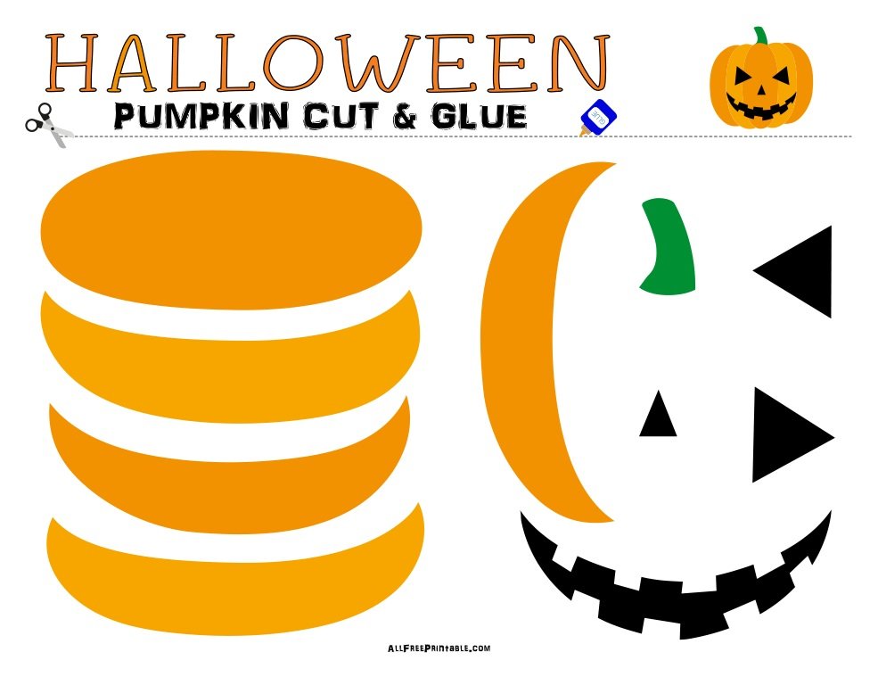Free Printable Halloween Pumpkin Cut and Glue Activity
