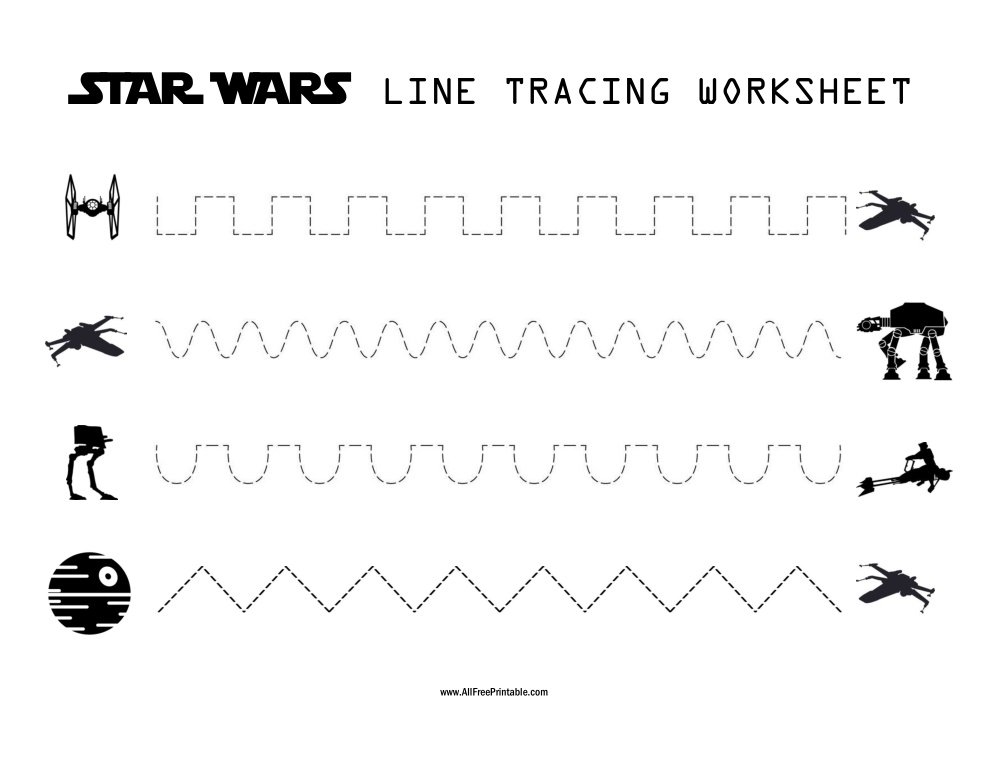 Free Printable Star Wars Line Tracing Worksheet