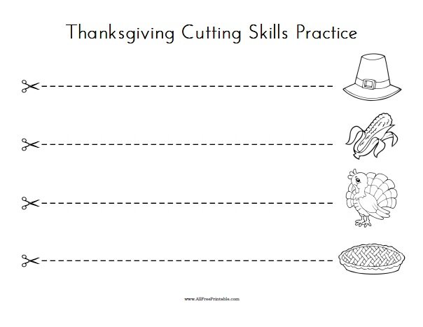 Free Printable Thanksgiving Cutting Skills Practice