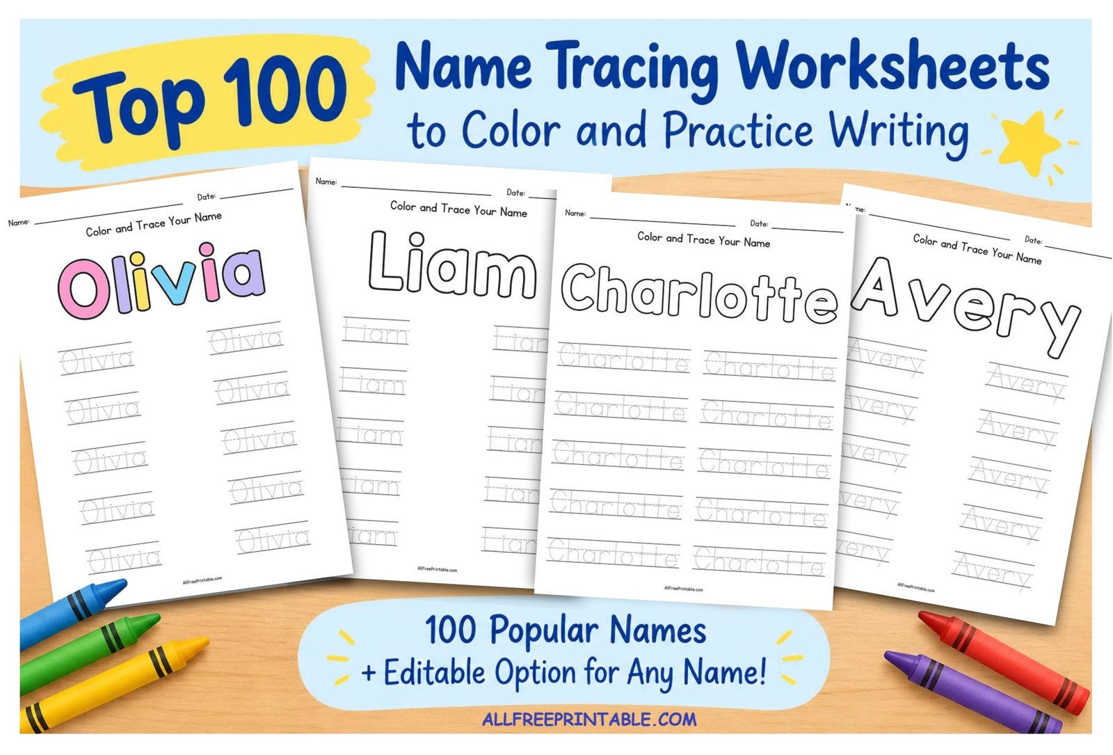 Top 100 Name Tracing Worksheets to Color and Practice Writing PDF