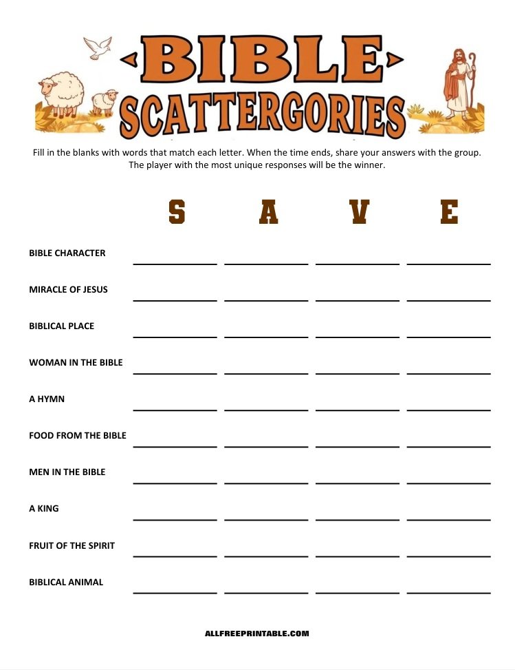 Free Printable Bible Scattergories Free Printable Bible Scattergories