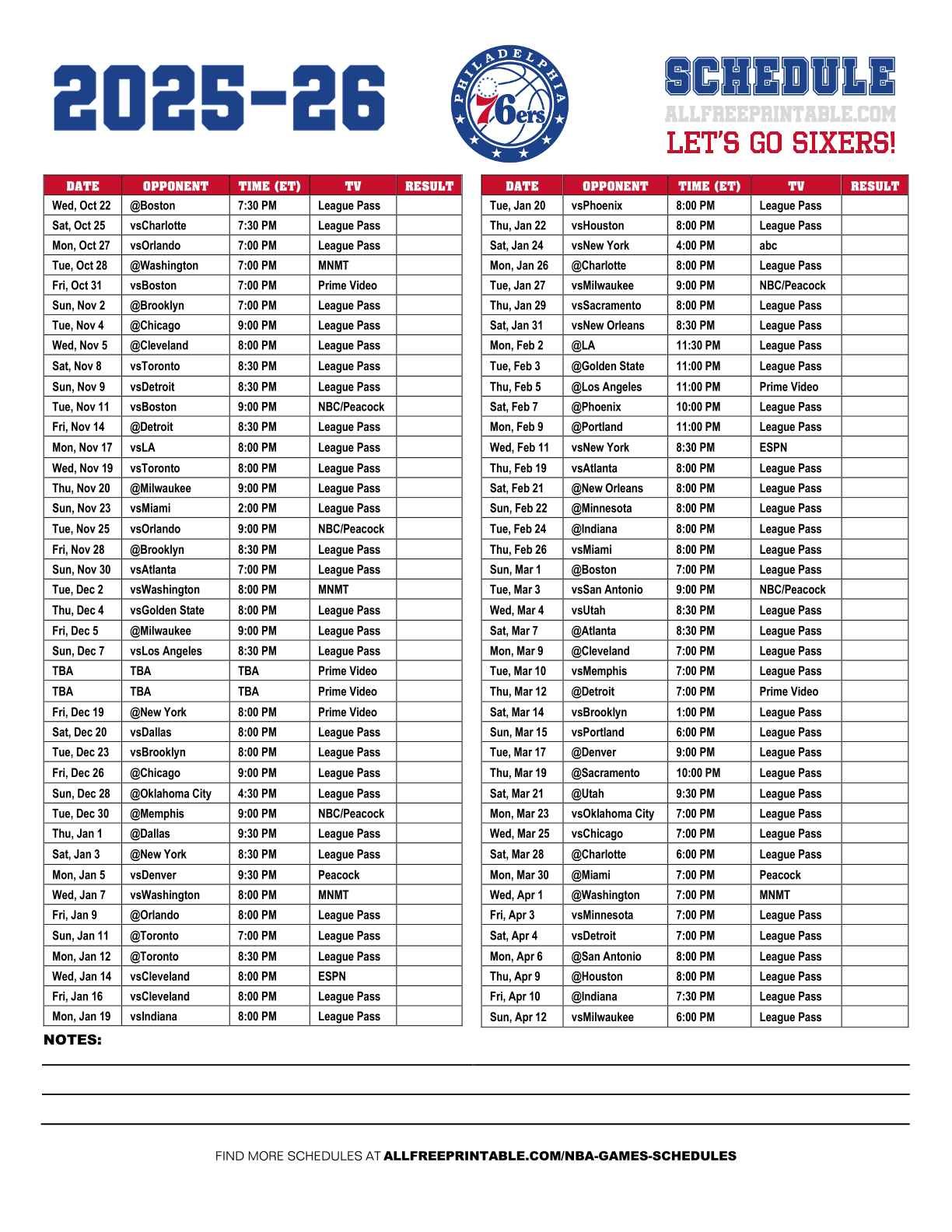 Free Printable 2025-26 Philadelphia 76ers Schedule Free Printable 2025-26 Philadelphia 76ers Schedule