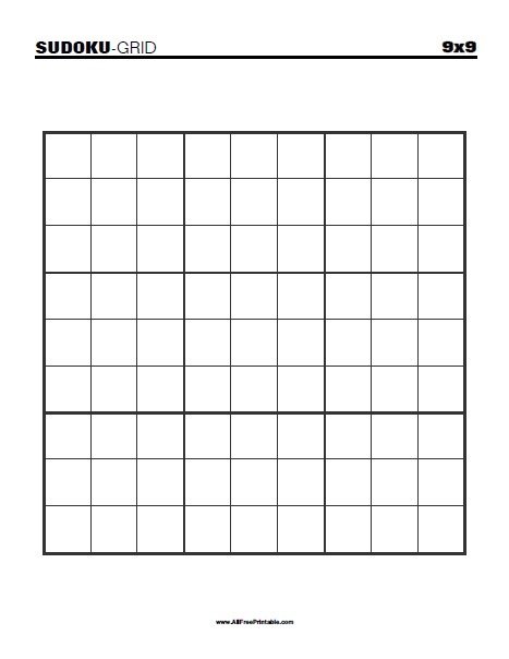 Free Printable Blank 9x9 Sudoku Grid
