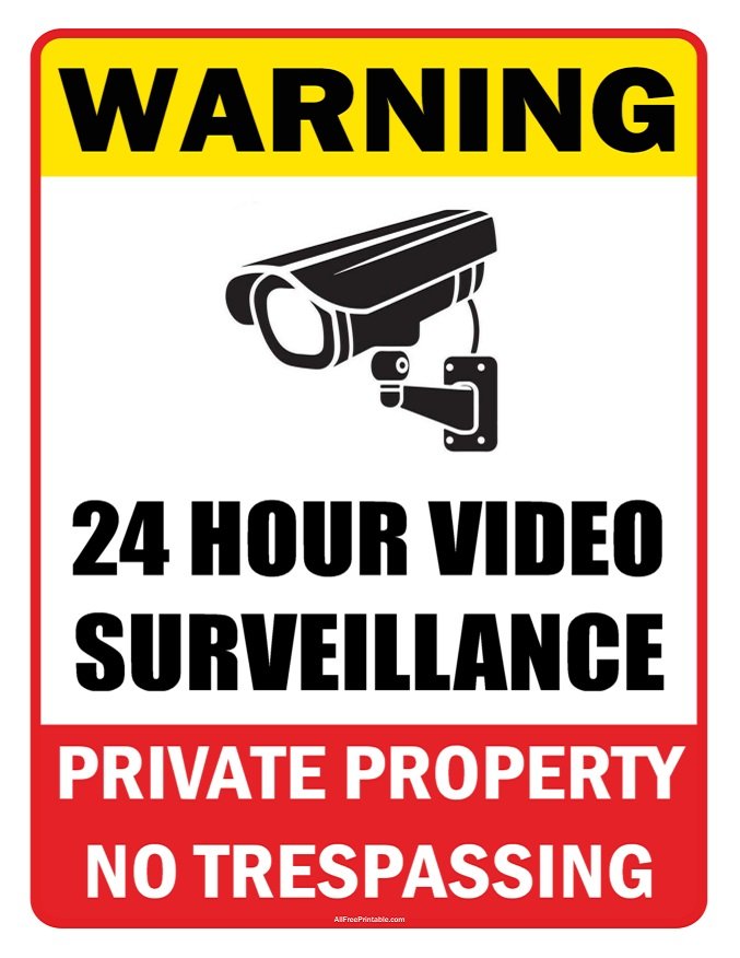 Free Printable 24 Hour Video Surveillance Sign