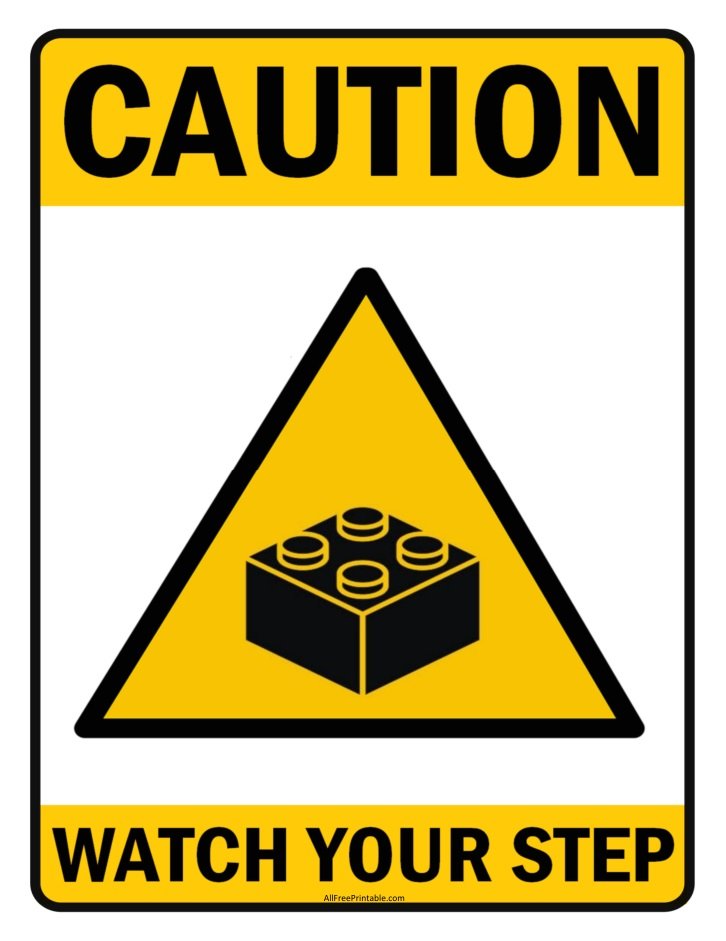 Free Printable Caution Watch Your Step Building Blocks Sign